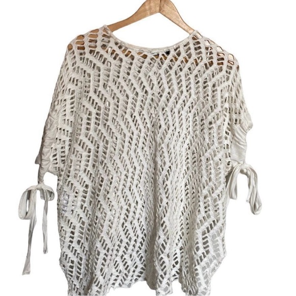 Zara poncho knit top One size tie sleeves - Picture 3 of 4